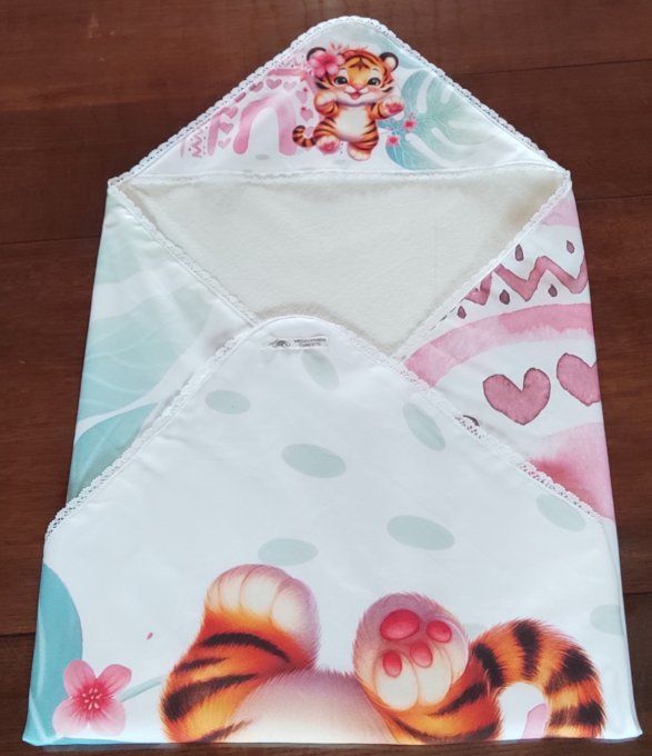 Cape de bain tigre rose