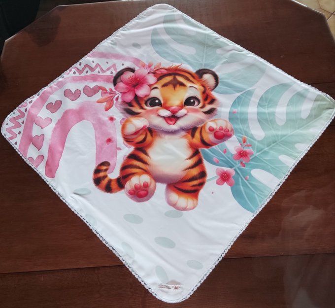 Cape de bain tigre rose
