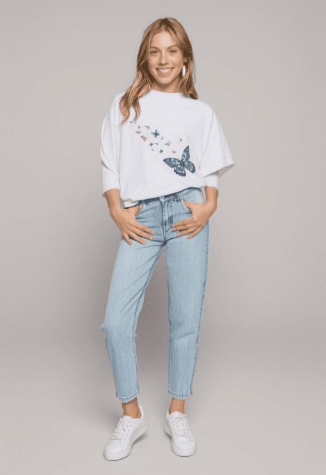 Tee-shirt Fille manche courte ou longue Blanc Canopé Papillons 