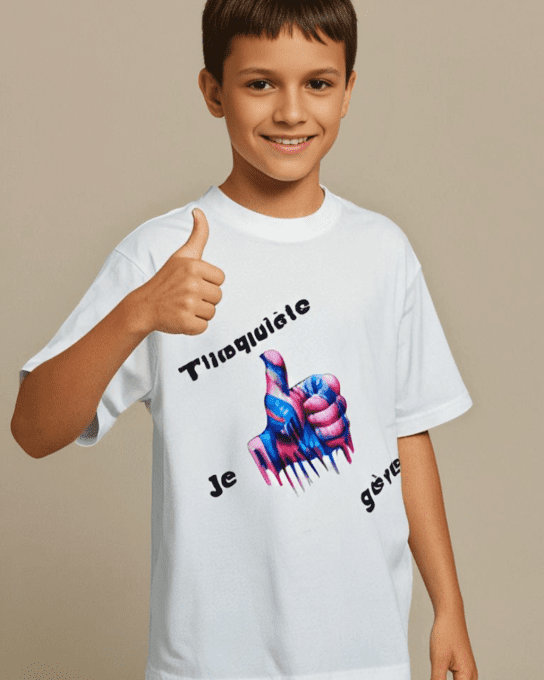 Tee-shirt Garçon Blanc T'inquiète je Gère