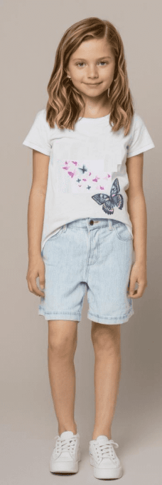 Tee-shirt Fille manche courte ou longue Blanc Canopé Papillons 
